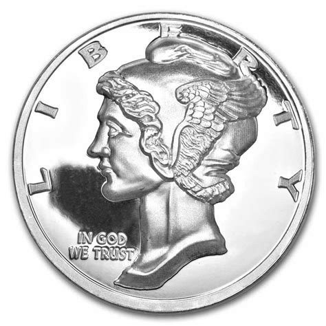 1 oz Silver Round - Domed Ultra High Relief Mercury Dime