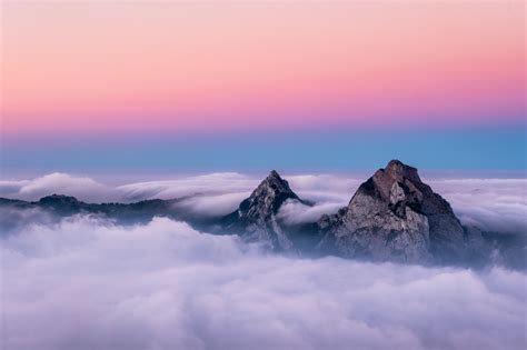 Twin Peaks Mountains In Clouds 4k Wallpaper,HD Nature Wallpapers,4k Wallpapers,Images ...