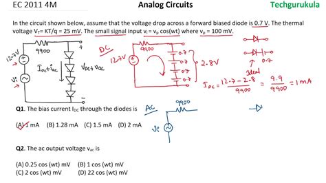 AC: EC GATE 2011 4M - Diode small signal analysis - YouTube