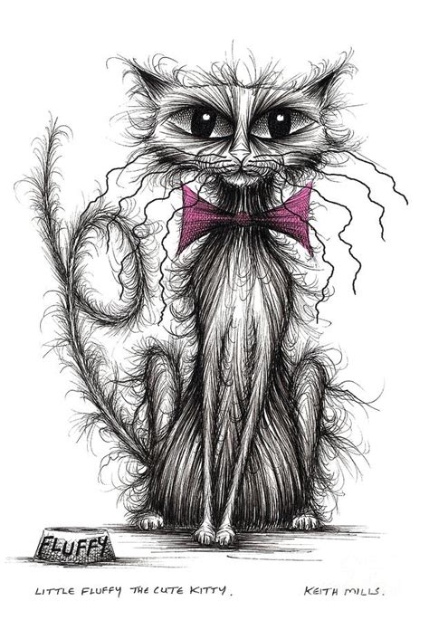 Little Fluffy the cute kitty Drawing by Keith Mills - Fine Art America