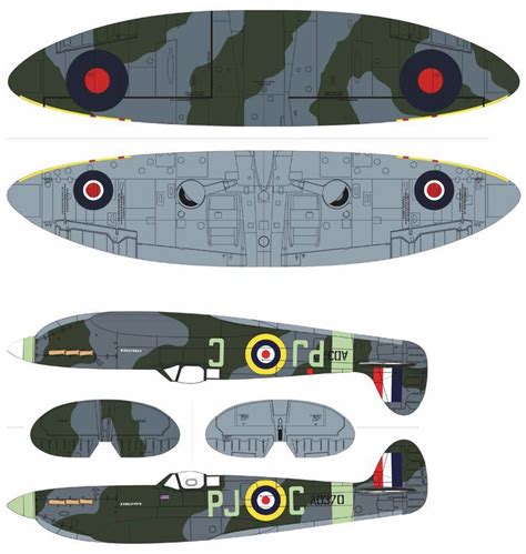 Paper model 2D- airplane template-WWII-UK-Spitfire | Aeromodelos ...