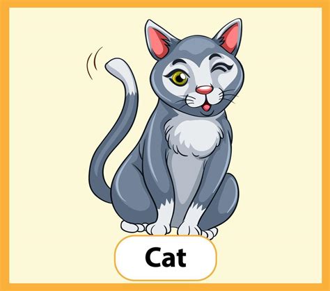 Educational English word card of Cat 2728599 Vector Art at Vecteezy