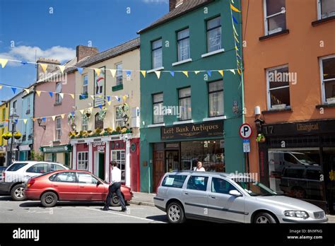 Main street in the town centre decorated with flags, Athlone, Co ...