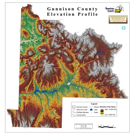 Gunnison County Elevation Profile Map. Colorado Map, Town Lake, County, Profile, User Profile