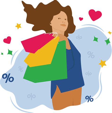 Happy Woman Holding Shopping Bags Enjoying Sales and Discount Flat Illustration 20919900 Vector ...