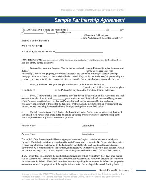 50/50 Partnership Agreement - 20+ Examples, Format, Pdf