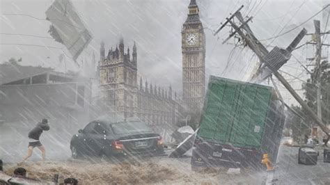 Emergency in London! Heavy Storm hit England, the wind blows the trees in UK - YouTube