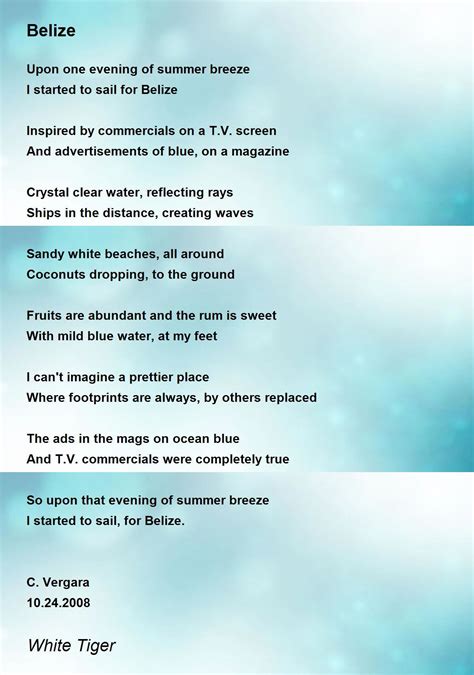 Belize - Belize Poem by White Tiger