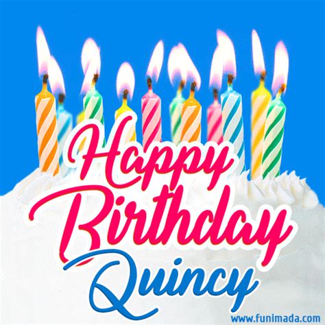 Happy Birthday GIF for Quincy with Birthday Cake and Lit Candles ...