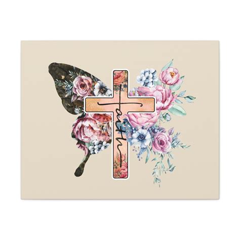 Scripture Walls Faith Cross Pastel Flower 2 Corinthians 5:7 Bible Verse Canvas Christian Wall ...