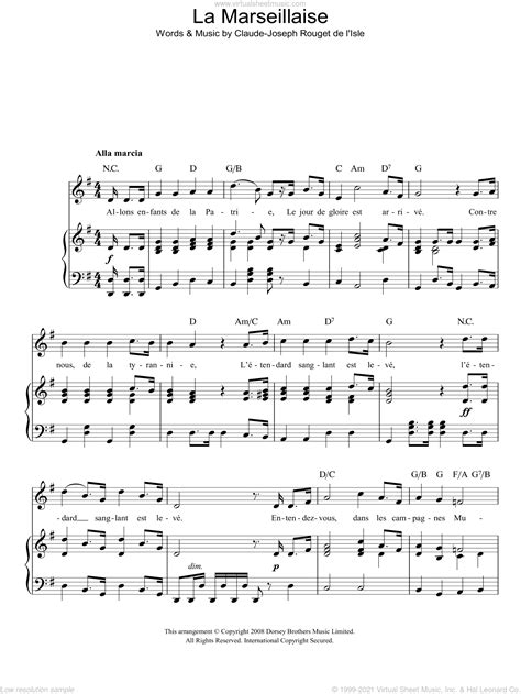 Lisle - La Marseillaise (French National Anthem) sheet music for voice ...