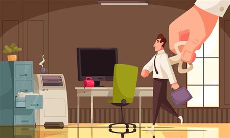 Premium Vector | Business manipulation cartoon background with office employee driven by key in ...