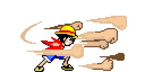 Luffy gum gum gatling gun pixel art