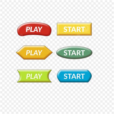 Game Start Button Hd Transparent, Game Button Set Start And Play Colorful Style Design, Button ...