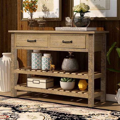 45" Console Table for Entryway, BTMWAY Modern Wood Narrow Entryway ...