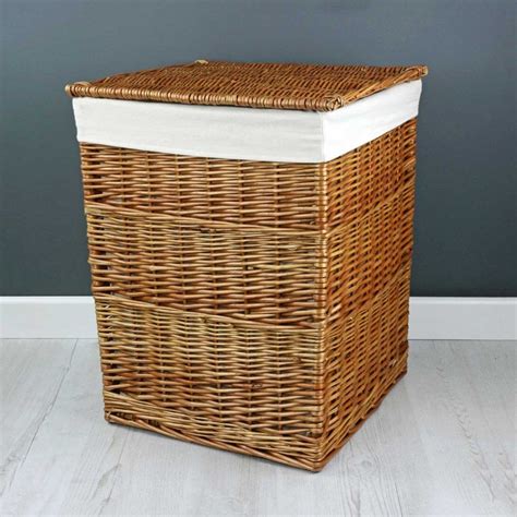 Buy Square Natural Wicker Laundry Basket from The Basket Company
