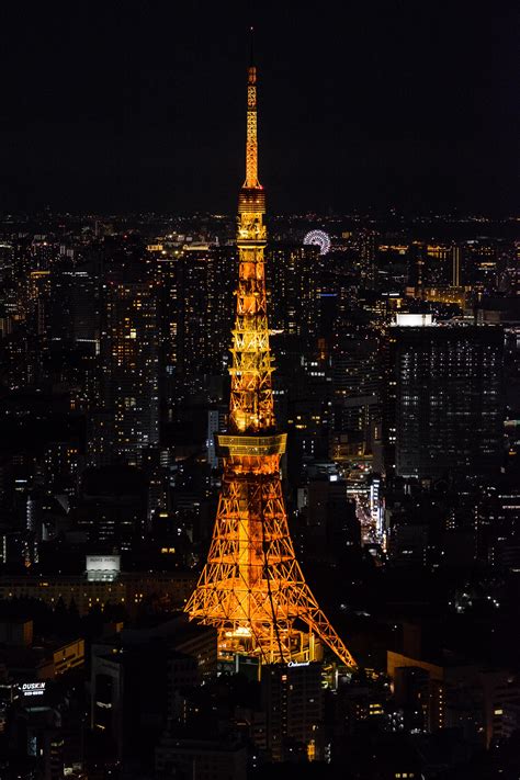 Tokyo Tower night view from Mori Tower Sky Deck (OCT 2017) [3264 4896 ...