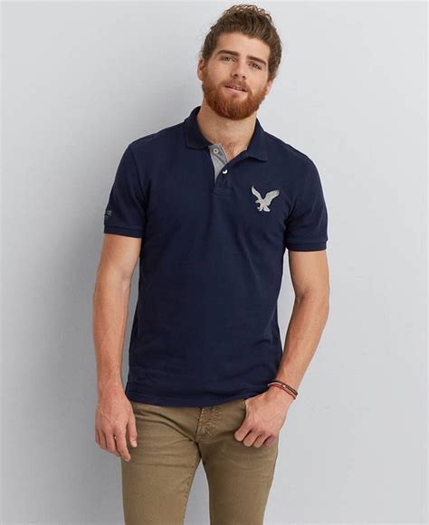 American Eagle Eagle Polo, Men's, Indigo American Eagle Mens Shirts ...