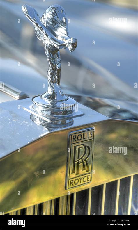 Vintage Rolls Royce car. Close up on the emblem and logo Stock Photo ...