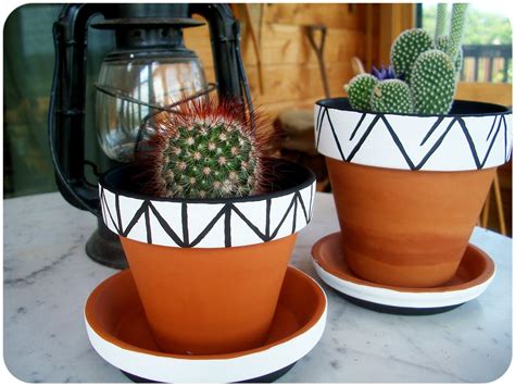 Halfway To Hipster: Painted Geometric Flower Pots