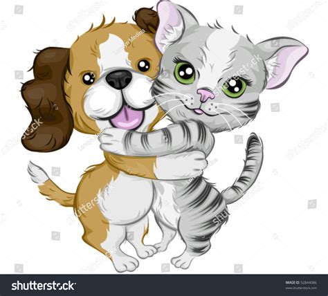 Dog And Cat Hugging - Vector - 52844086 : Shutterstock