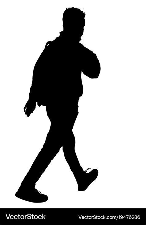 Man silhouette walking with backpack Royalty Free Vector