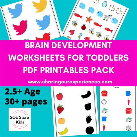 Multiple Brain Development Worksheets Activities for toddler pdf downloadable