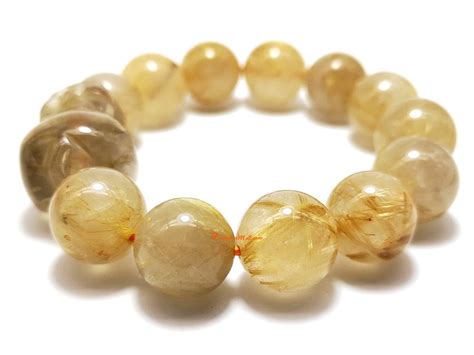 Golden Rutilated Quartz Pi Yao Bracelet :: Feng Shui Piyao