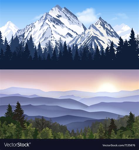 Landscape Of Mountains Banners Royalty Free Vector Image