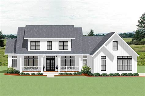 Plan 46348LA: 4-Bed Modern Farmhouse Plan with Big Shed Dormer | Farmhouse style house plans ...