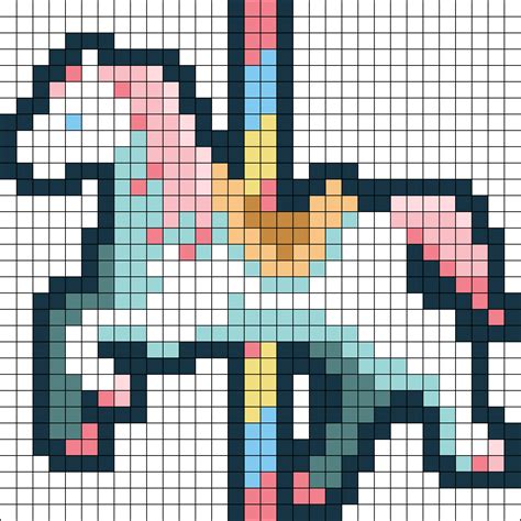 Carousel Horse Perler Bead Pattern | Bead Sprites | Animals Fuse Bead Patterns