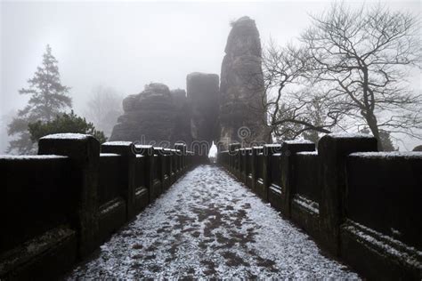 Bastei Bridge Germany in the Winter Stock Photo - Image of saxonian, mystic: 106419190