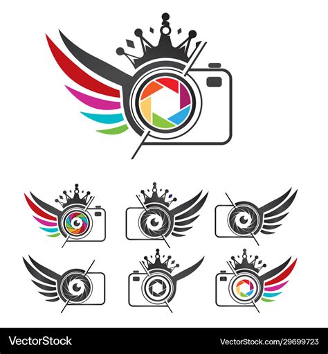 Wing photography camera logo design bundle Vector Image