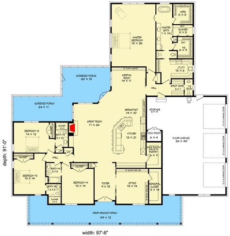 4-Bed Ranch Home Plan with Open-Concept Living - 68607VR | Architectural Designs - House Plans