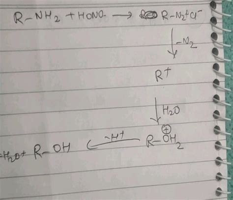 W NUUS dulu 1UVU2U SHU Wal2 + HCI) NaNO2+ HCI > R-OH +N 1 + H2O R-NH ...