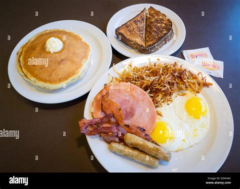 A Grand Slam breakfast from Denny's (Denny's Diner), a well-known pancake house and fast casual ...