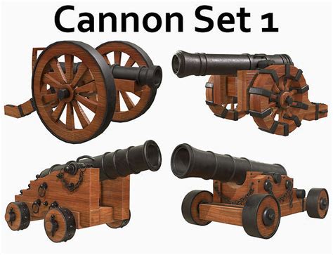 3D Model Collection Cannon Set 1 VR / AR / low-poly | CGTrader