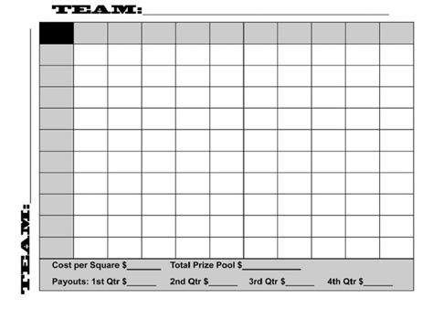 Free Printable Football Squares 100