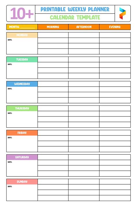 Printable Weekly Schedule Planner