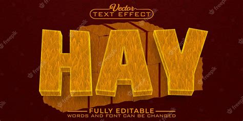 Premium Vector | Farming Hay Vector Editable Text Effect Template