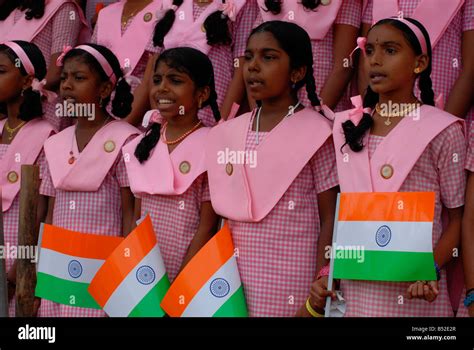 School children singing Indian National anthem Stock Photo - Alamy