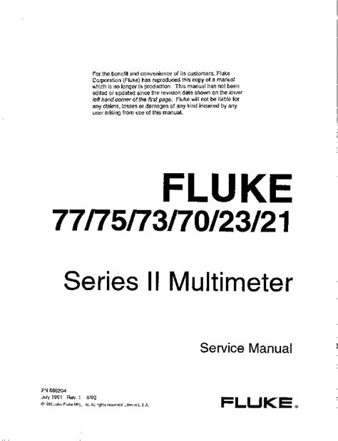 Fluke Multimeter 77 Manual