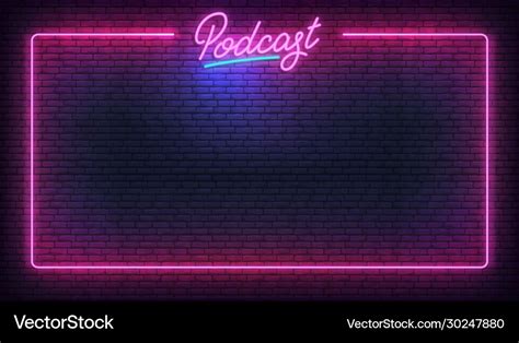 Podcast neon background template glowing Vector Image