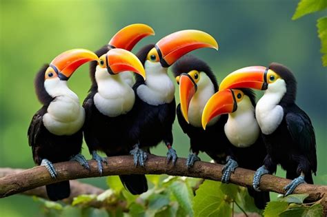 Premium AI Image | Colorful Harmony Young Toucans Enjoying the Wild ...