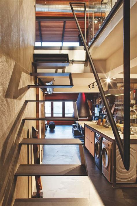 Modern Loft Interior Design with Wood and Creative Industrial Elements