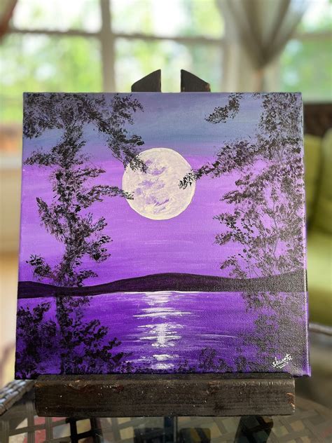 Purple Sky Original Acrylic Painting on 12x12 Canvas - Etsy