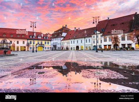 Sibiu, Romania. Large Square. Transylvania medieval city Stock Photo - Alamy