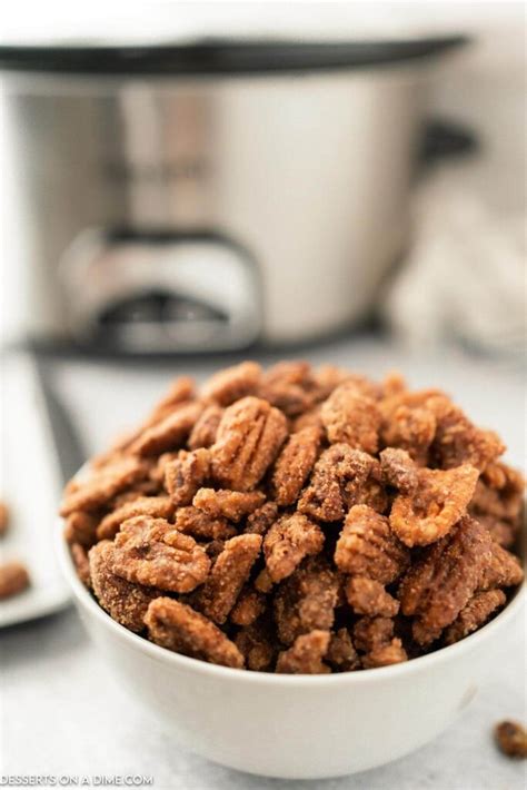 Slow Cooker Candied Pecans - Desserts on a Dime