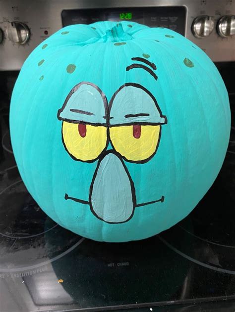Squidward painted pumpkin | Paint pumpkin, Painted pumpkins, Paper lamp
