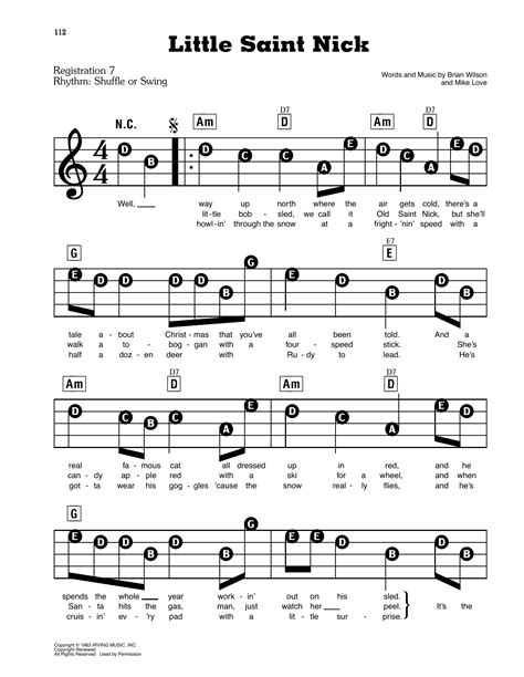 Little Saint Nick by The Beach Boys Sheet Music for E-Z Play Today at Sheet Music Direct